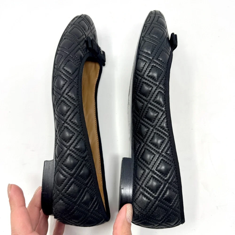 Tory Burch Marion Quilted Leather Ballet Flat Black
